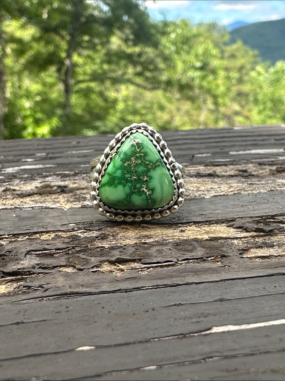 Navajo Russell Sam Sonoran Turquoise & Sterling Silver Ring